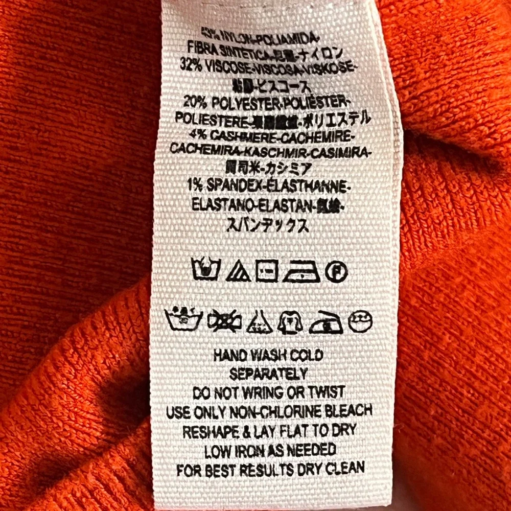 Free People Orange Cashmere Blend Asymmetrical Off Shoulder Sweater XS
